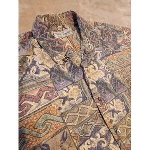 Tori Richard mens button shirt LARGE Short sleeve colorful geometric